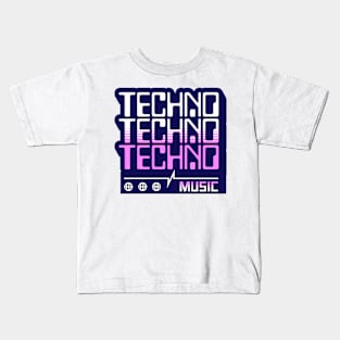 TECHNO  - Retro Computer Font (pink) Kids T-Shirt